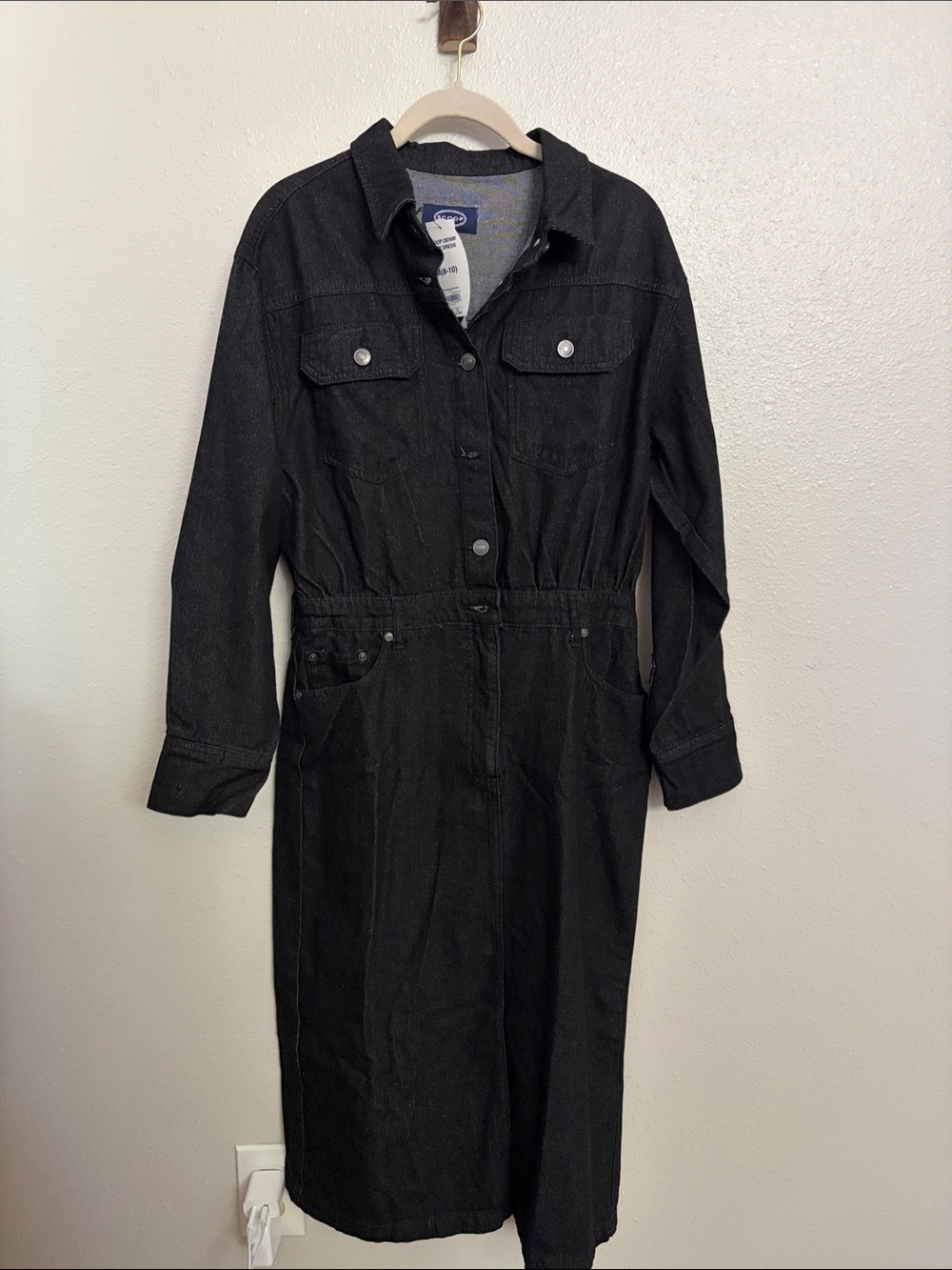Scoop Black Denim Utility Shirt Dress